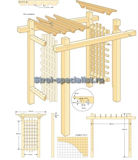  чертеж перголы для сада