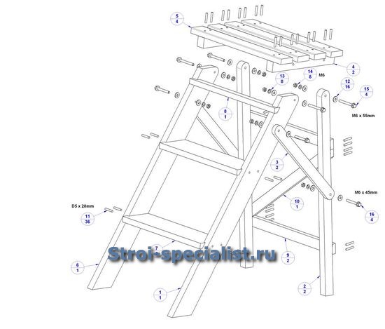 чертеж складной стремянки