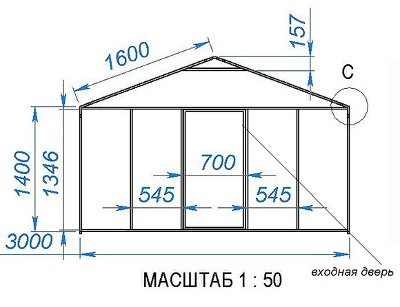 Чертеж теплицы из профильной трубы