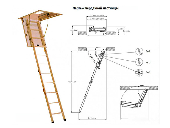 чертеж чердачной лестницы с люком