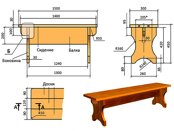 размеры лавочки