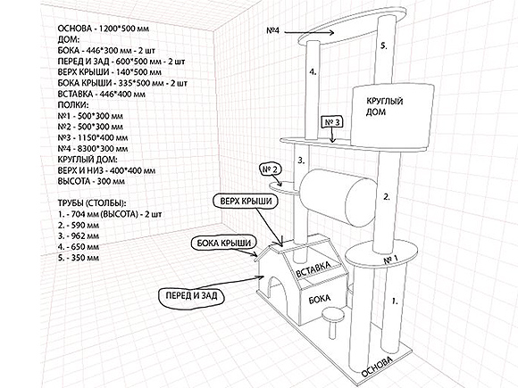 Схема домика для кошки